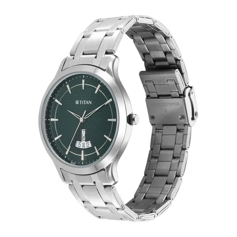 Titan Karishma Quartz Green Dial Men's Watch- 1825SM11
